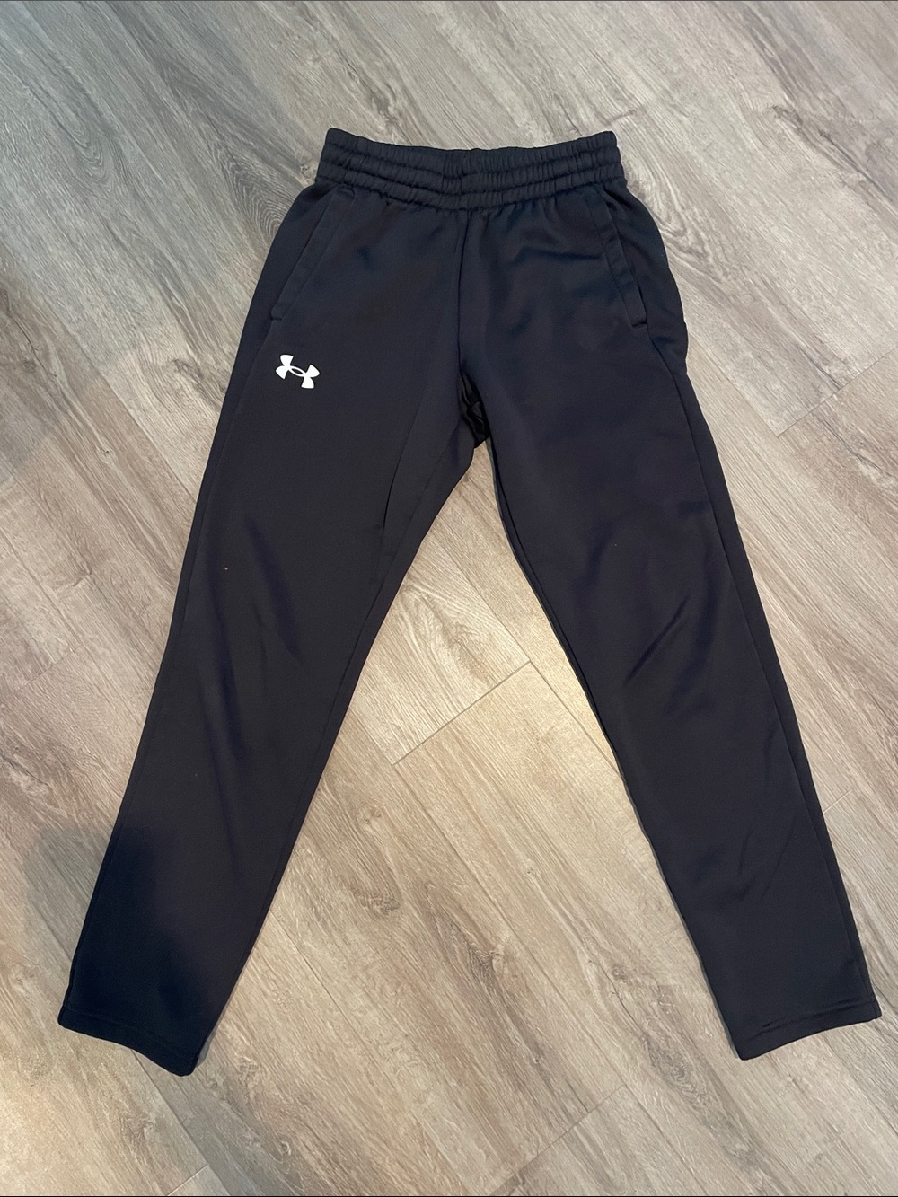 Under Armour Black Performance Sweats with White Logo (poly sheen - small)